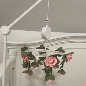 Pottery Barn Felted Roses Crib Mobile and Arm